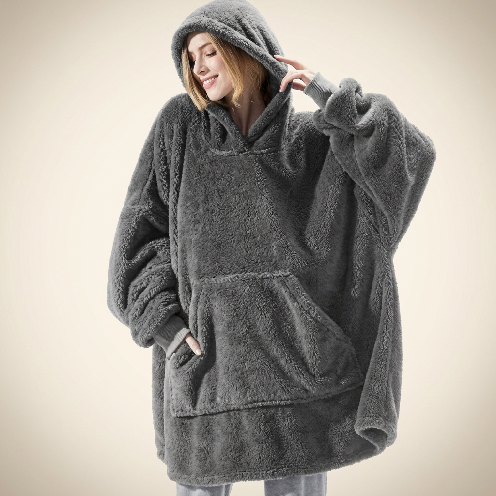 Woman relaxing at home in the Fall Peach Cozy Set